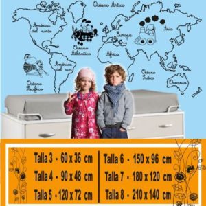 vinilos infantiles mapa mundi 1101
