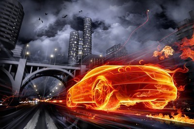 fotomurales de coches en llamas abstractos 1031