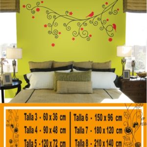 Floral decorative vinyls with birds and flowers