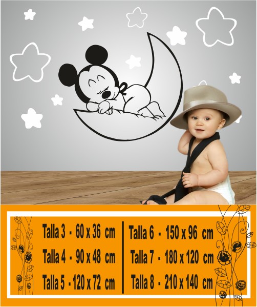 Vinilo Decorativo Mickey Mouse En La Luna Durmiendo 1122 In Tusvinilos Com