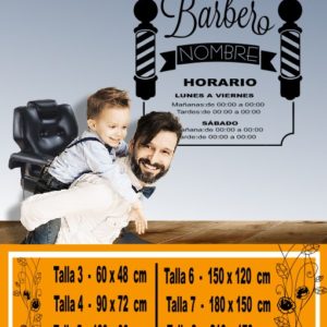 cartel de barbería con horario