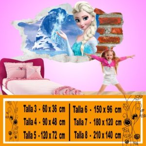 Vinilos decorativos infantiles 3D Elsa de Frozen