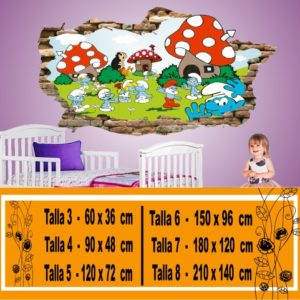 I bambini Decal Puffi foro muro rotto