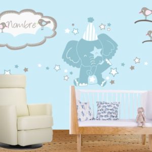 fotomurales for baby elephant with personalized name