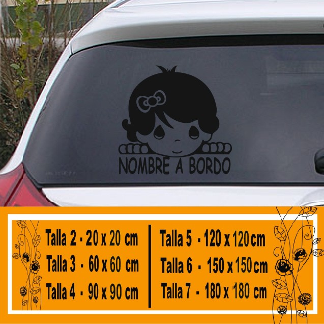 Vinilo Decorativo Pegatina Bebe A Bordo Nina Con Lazo En Tusvinilos Com