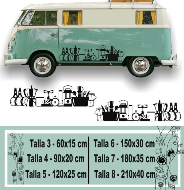 Vinilos decorativos para autocaravanas y furgonetas de utensilios camping kit 035