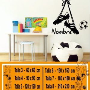 Vinilos infantiles botas de fútbol con nombre y pelota