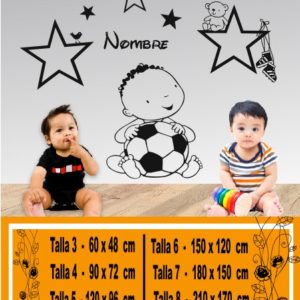 Adesivos de bebê com bola e estrelas