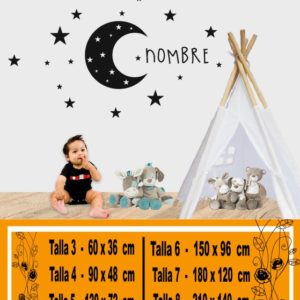 Vinilos de luna y estrellas con nombre para bebe