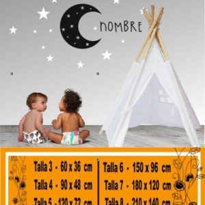 baby wall stickers moon with stars and name a 2 colors