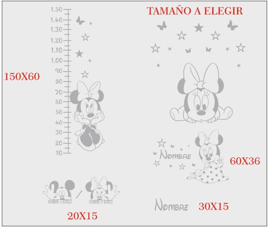 Vinilos infantiles Minnie Mouse kit de vinilos 103