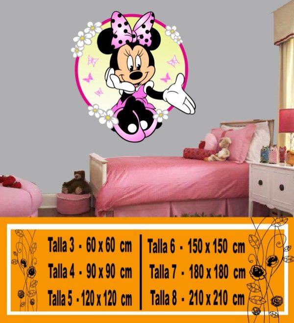 Minnie Mouse disney sentada con flores a color